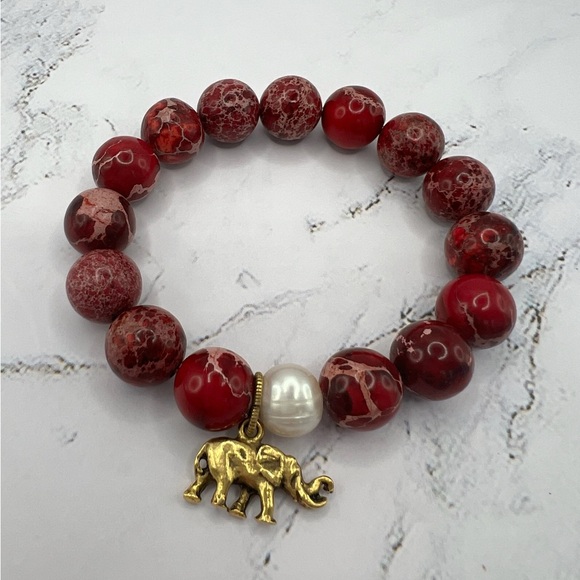 Red Jasper beaded bracelet - Picture 2 of 3